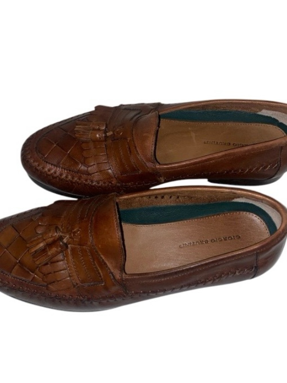 Giorgio Brutini Tan Leather Tassel Slip-On Loafers Pre-owned